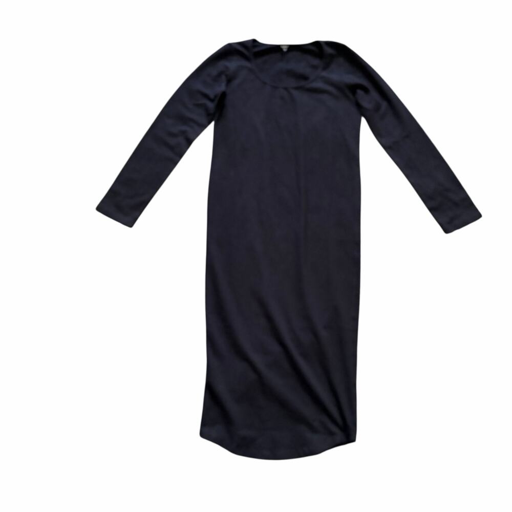 Monrow Midi Dress XS Black Classic LBD Long Sleeve Closet Staple Minimalist NWT